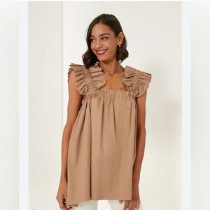 MONICA NERA Beige/Tan Maya Long Top